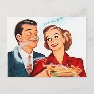 Retro vintage paj som bakar dam vykort