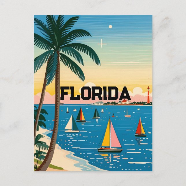 retro vintage palmträd Florida  Vykort (Framsida)