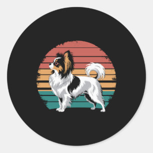 Retro Vintage Papillon Hundälskare Djur Papillon Runt Klistermärke