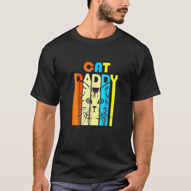 Retro Vintage Pappa Katt Farsdag T Shirt (Framsida)