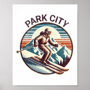 Retro Vintage Park City Utah Ski Resort Winter Ski Poster