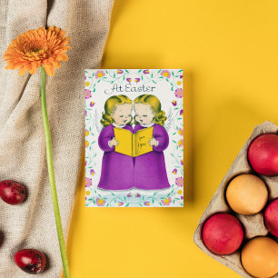 retro vintage Påsk Änglar Helgkort