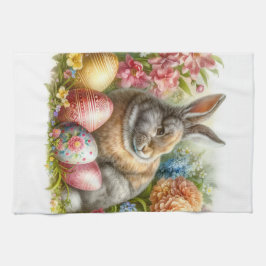 Retro Vintage Påskkel Hare Blommiga Kökshanddukar