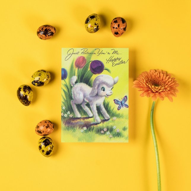 retro vintage påsklamm Holiday vykort (Skapare uppladdad)