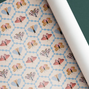 Retro vintage Patel Butterflies Presentpapper
