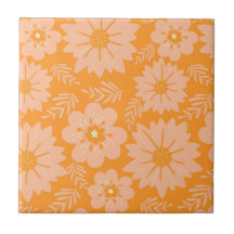 Retro Vintage Peach Fuzz Orange Flower Mönster