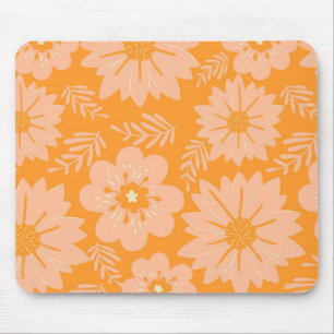 Retro Vintage Peach Fuzz Orange Flower Mönster Musmatta