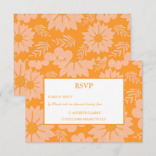 Retro Vintage Peach Fuzz Orange Flower Mönster OSA Kort