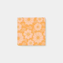 Retro Vintage Peach Fuzz Orange Flower Mönster Post-it Block