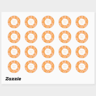 Retro Vintage Peach Fuzz Orange Flower Mönster Runt Klistermärke