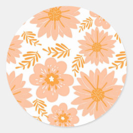 Retro Vintage Peach Fuzz Orange Flower Mönster Runt Klistermärke