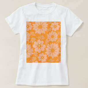 Retro Vintage Peach Fuzz Orange Flower Mönster T Shirt