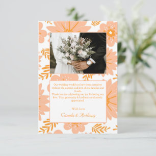 Retro Vintage Peach Fuzz Orange Flower Mönster Tack Kort