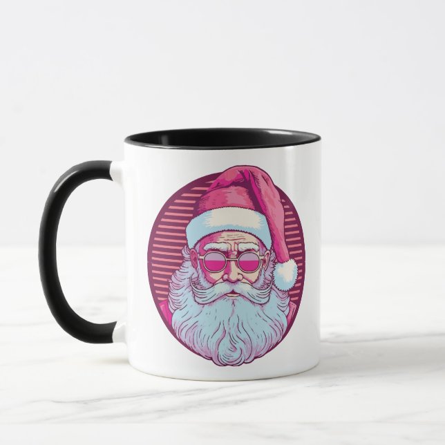 Retro vintage pink santa claus  mugg (Vänster)