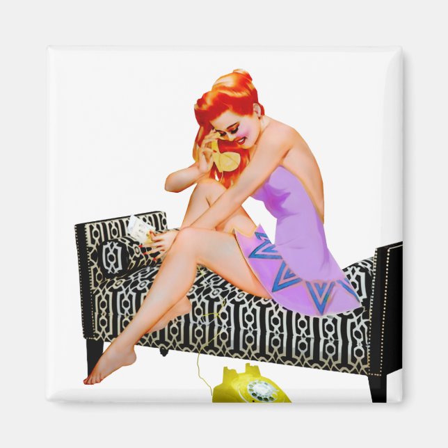 Retro Vintage Pinup Girl på Mobil Magnet (Framsidan)