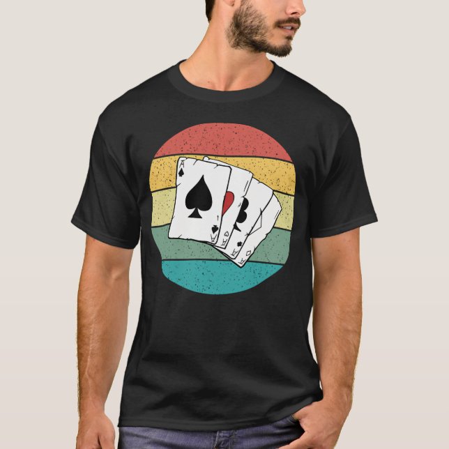 Retro Vintage Poker Kortspel T Shirt (Framsida)