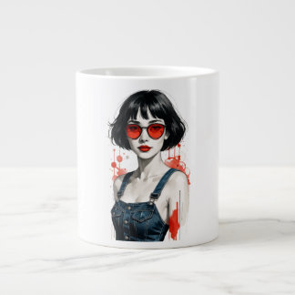 Retro Vintage Pop Art Tjej Jumbo Mugg – 80s 90s Y2