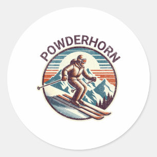 Retro Vintage Powderhorn Colorado Ski Resort Winte Runt Klistermärke