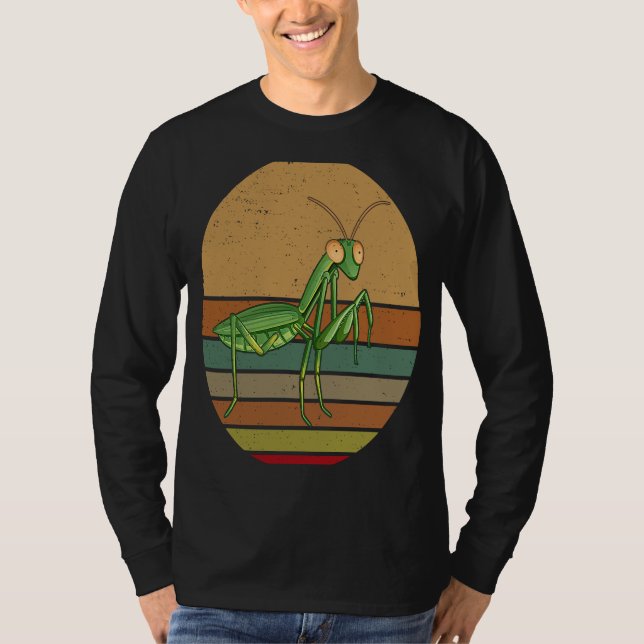 Retro Vintage Praying Mantis T Shirt (Framsida)