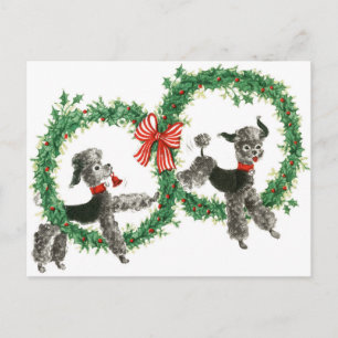 Retro-Vintage Pudel i WREAths Design Vykort