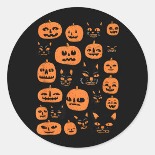 Retro Vintage Pumpa Svart Katt Halloween Kostym Runt Klistermärke
