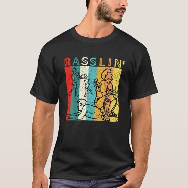 Retro Vintage Rasslin' Pro Wrestling Fläkt T Shirt (Framsida)