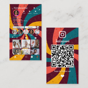 Retro Vintage Rays Instagram QR Affärskort Visitkort