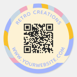 Retro Vintage Rays QR Code Abstrakt Business Runt Klistermärke