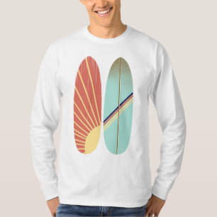 Retro Vintage Red & Blue Surfboard Illustration T Shirt