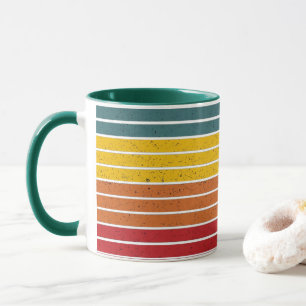 Retro vintage regnbåge solnedgångs ränder mugg