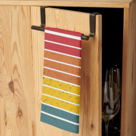 Retro vintage regnbågs solnedgångs ränder  kökshandduk