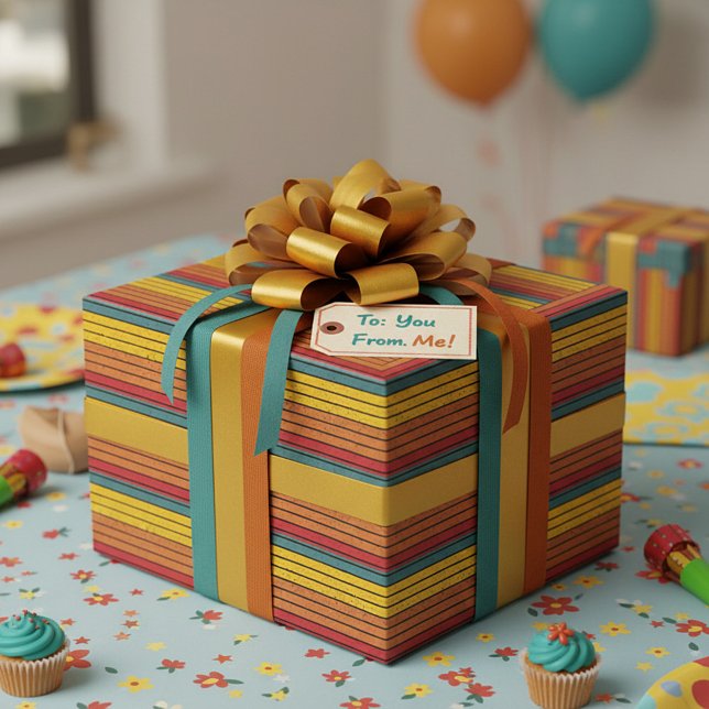 Retro vintage regnbågs solnedgångs ränder  presentpapper (Skapare uppladdad)