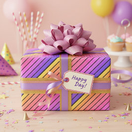 Retro vintage regnbågssolnedgång rand presentpapper