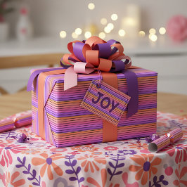 Retro vintage regnbågssolnedgång rand presentpapper