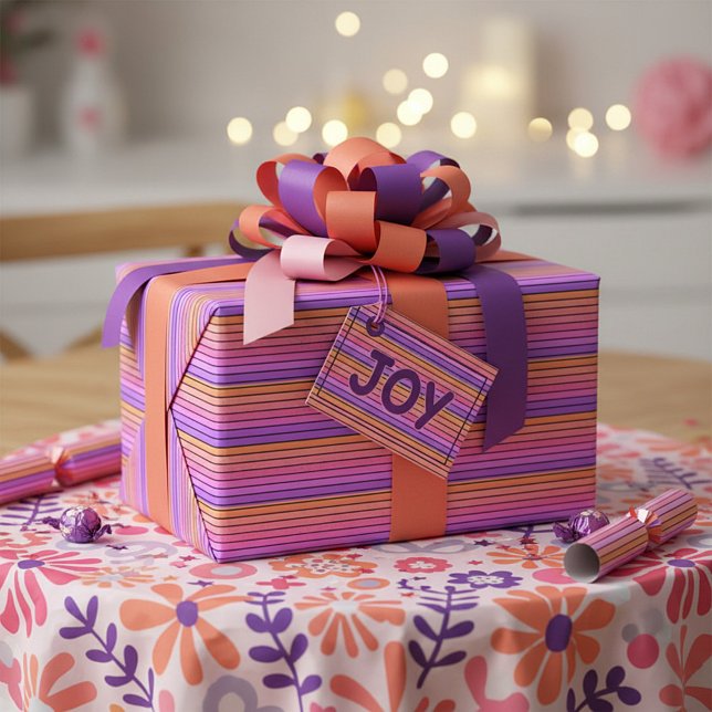 Retro vintage regnbågssolnedgång rand presentpapper (Skapare uppladdad)