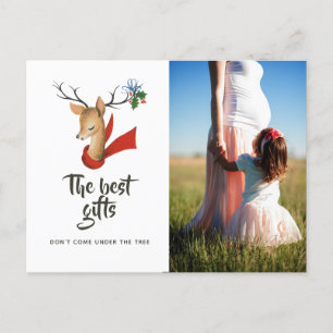 Retro Vintage Reindeer jul Baby väntar sig Meddelande Vykort