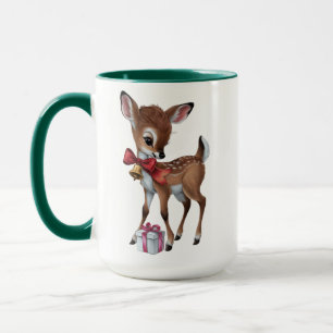 Retro Vintage Reindeer Rosa jul Baby Hjort Mugg