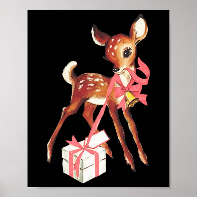 Retro vintage renar rosa christmas ba poster (Framsidan)