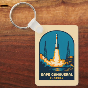 Retro Vintage Resa Cape Canaveral Florida Raket Nyckelring