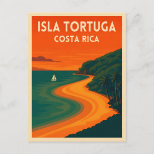 Retro Vintage Resa Costa Rica Isla Tortuga Vykort