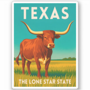 Retro Vintage Resa Texas Longhorn Nötkreatur Klistermärken