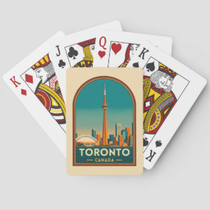 Retro Vintage Resa Toronto Kanada Siluett Panorama Casinokort