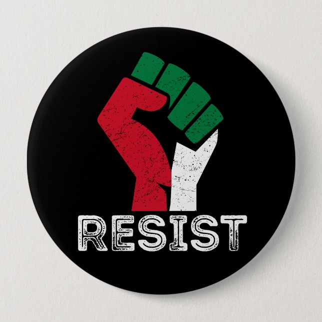 Retro Vintage Resistent Palestina fist flagga Free Knapp (Framsida)