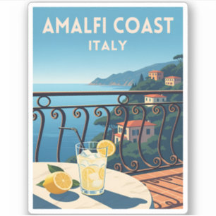 Retro Vintage resor Amalfi Kusten Italien liggande Klistermärken