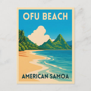 Retro Vintage resor American Samoa Ofu Beach Vykort