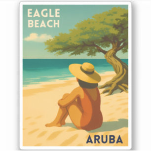 Retro Vintage resor Aruba Eagle Beach Scenia Klistermärken