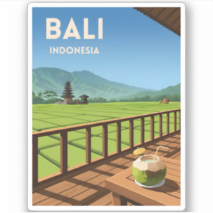Retro Vintage resor Bali Indonesia liggande Klistermärken