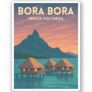 Retro Vintage resor Bora Bora Fransk Polynesia Klistermärken