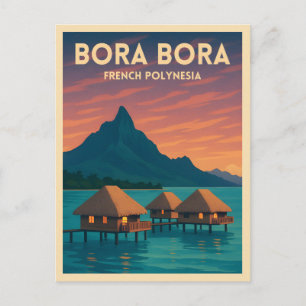 Retro Vintage resor Bora Bora Fransk Polynesia Vykort
