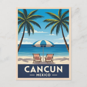 Retro Vintage resor Cancun Mexico Beach Liggande Vykort